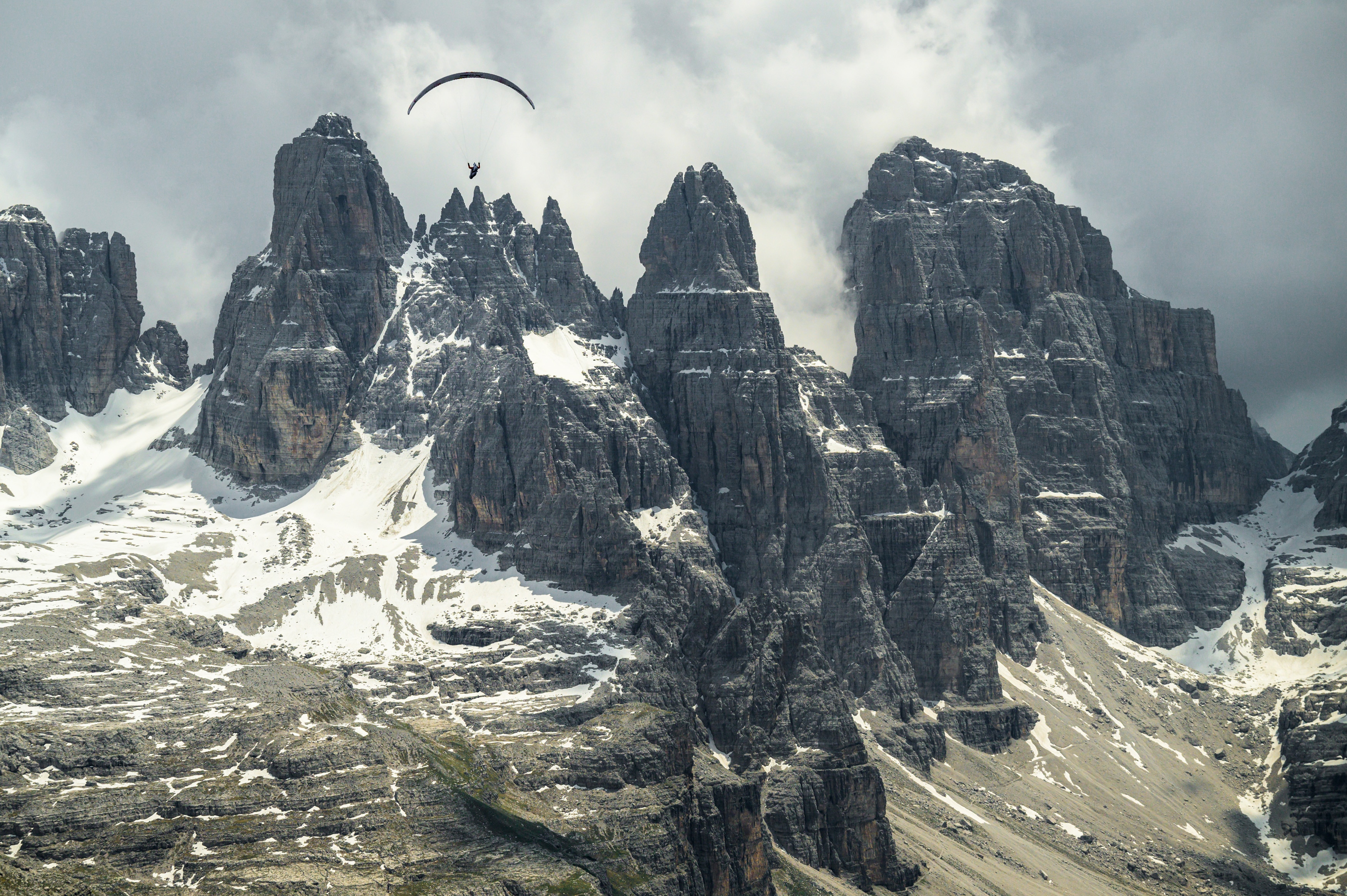 Damien Lacaze flies during the Red Bull X-Alps at Cima Tosa, Italy on June 16, 2023.